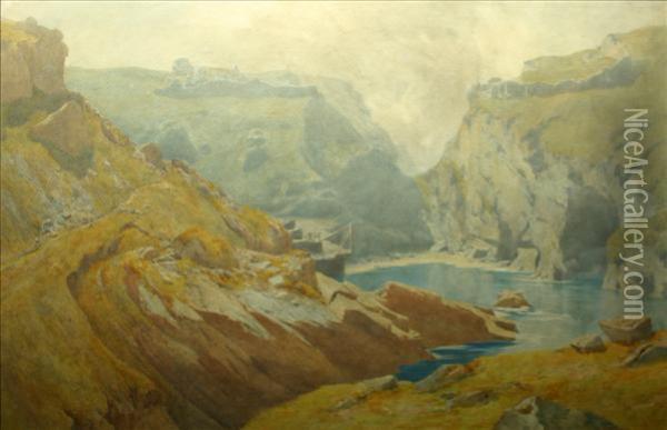 King Arthur'scastle, Tintagel Oil Painting - Percy Dixon