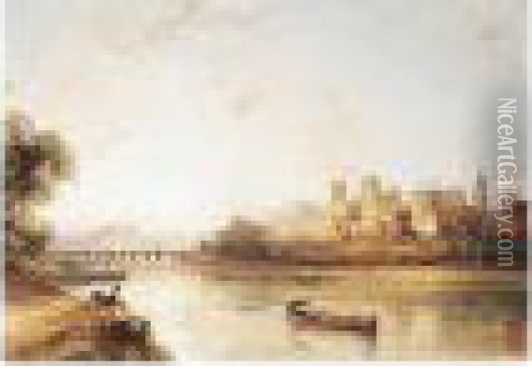 The Town Of Avignon On The Rhone Oil Painting - William Callow