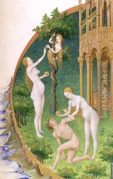 Adam and Eve in the Garden of Eden 2 Oil Painting - Pol de Limbourg