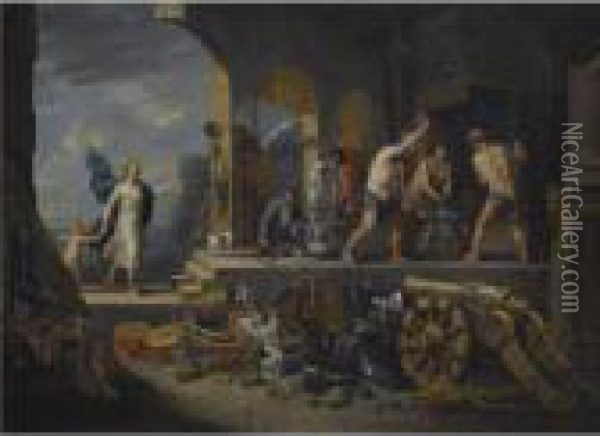 Venus At The Forge Of Vulcan Or 'an Allegory Of Fire' Oil Painting - Matheus van Helmont