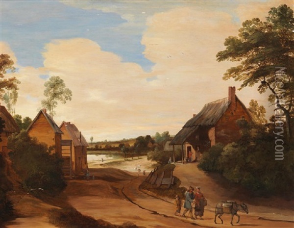 A Flemish Village Oil Painting - Lodewijk De Vadder
