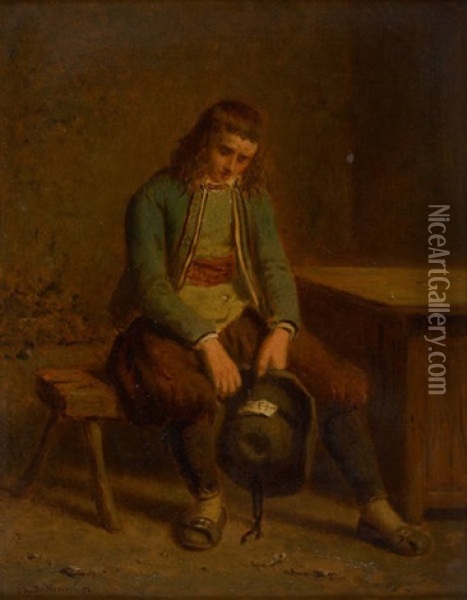 Le Joueur Depite Oil Painting - Theodore Bernard de Heuvel