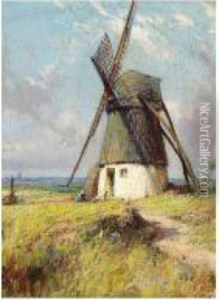 Windmill Oil Painting - James de Vine Aylward