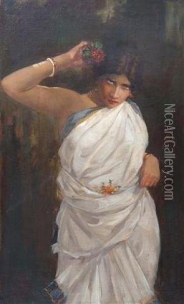 Portrait Of A Spanish Beauty Oil Painting - John Bagnold Burgess