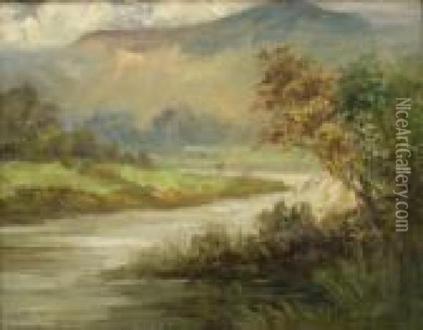River Landscape Oil Painting - James Watson