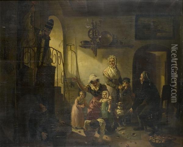 Das Nikolausfest Oil Painting - Jacobus Josephus Eeckhout