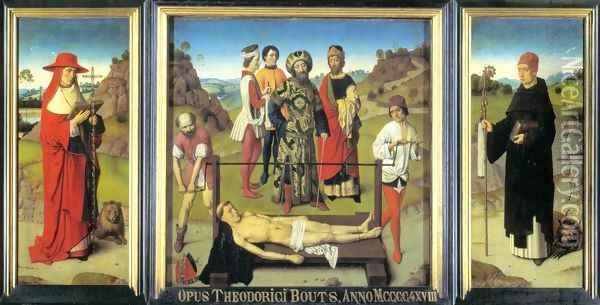 Martyrdom of St Erasmus (triptych) 2 Oil Painting - Dieric the Elder Bouts