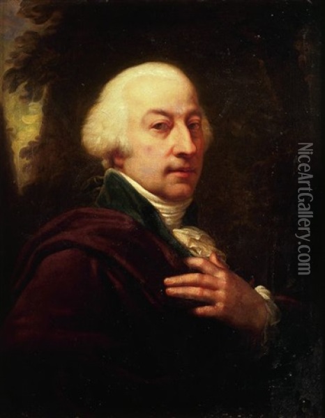 Portrait De Gentilhomme Sur Fond De Paysage Oil Painting - Johann Baptist Lampi the Elder