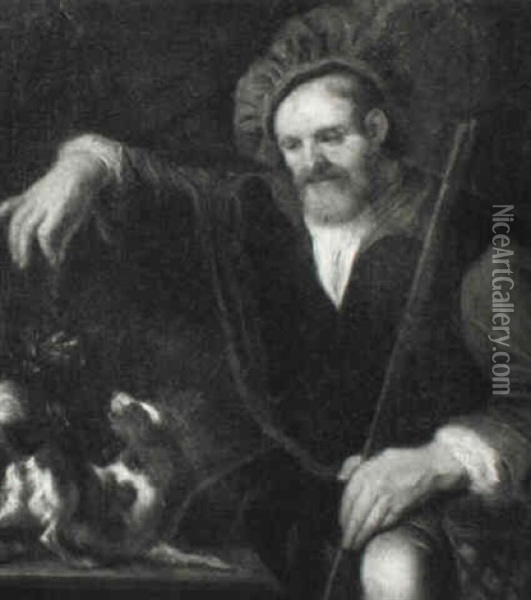 Huntsman Holding Up Dead Partridge To Spaniel Oil Painting - Carel de Moor