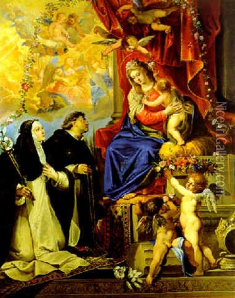 La Madonna Del Rosario Con I Santi Oil Painting - Joseph Heintz the Younger