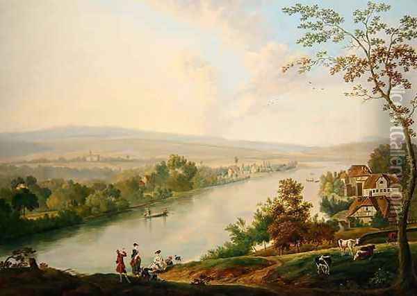 River Landscape Oil Painting - Franz Hochecker