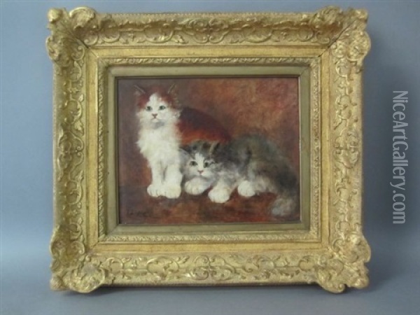 Chats Oil Painting - Jules Leroy