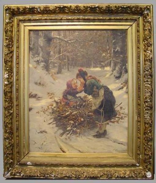 A Cold Day In January Oil Painting - Ludwig Blume-Siebert