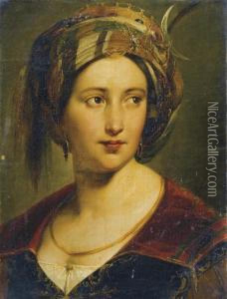 Busto Di Giovane Donna In Costume Orientale Oil Painting - Francesco Podesti