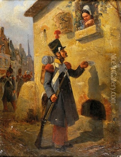 La Lettre Du Grenadier Oil Painting - Jules Rigo