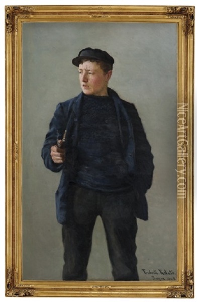 Fisherman Oil Painting - Frederik Kolstoe