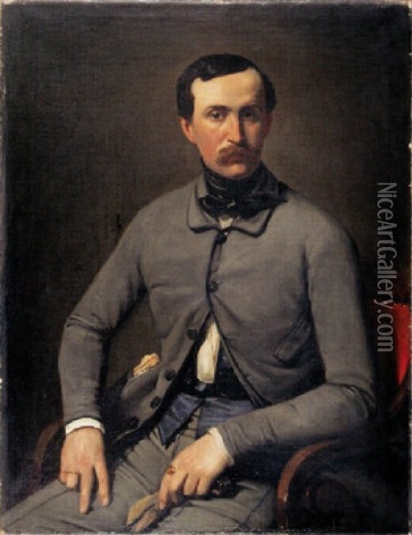Bildnis Eines Herren Im Stuhl Sitzend Oil Painting - Ferdinand von Rayski