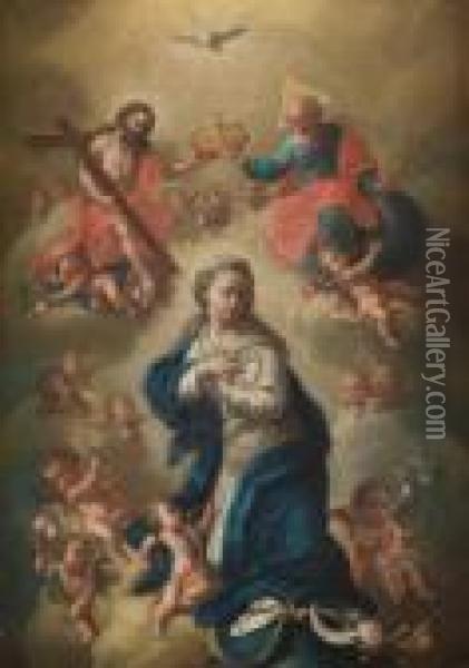 La Coronacion De La Virgen Oil Painting - Bernardo German Llorente