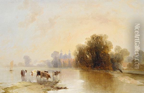 Eton College Seen From The Thames Oil Painting - James Baker Pyne