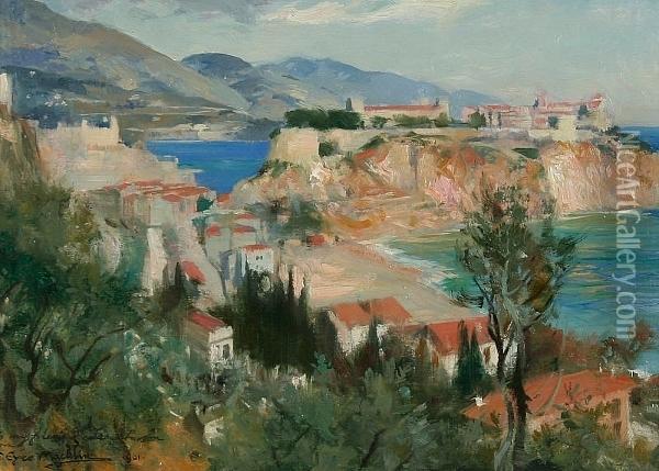 Sketch On The Spot, Monaco Oil Painting - Thomas Eyre Macklin