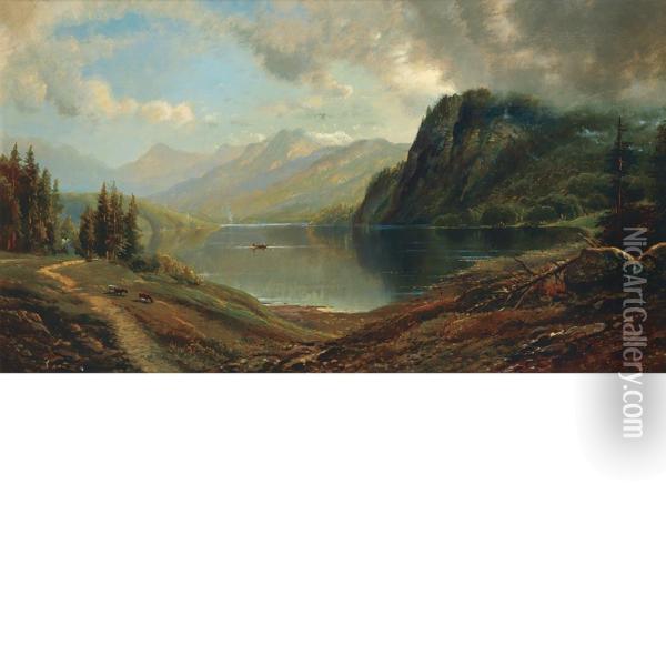 Lake Landscape Oil Painting - Edmund Darch Lewis