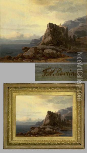 Italienische Felskuste-am Golf Von Salerno Oil Painting - Friedrich Wilhelm Schreiner