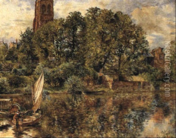 St. John's Church On The Dee, Chester, England Oil Painting - William Huggins
