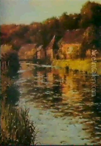 Evening Light, La Riviere Thibouville Oil Painting - Louis Aston Knight