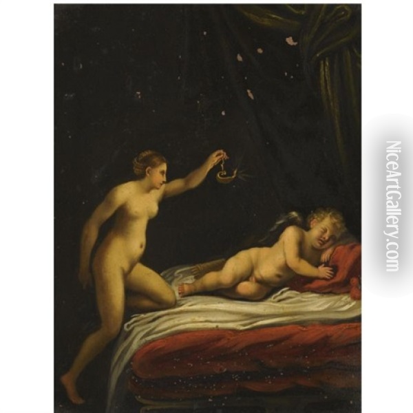 Cupid And Psyche Oil Painting - Johann (Hans) Konig