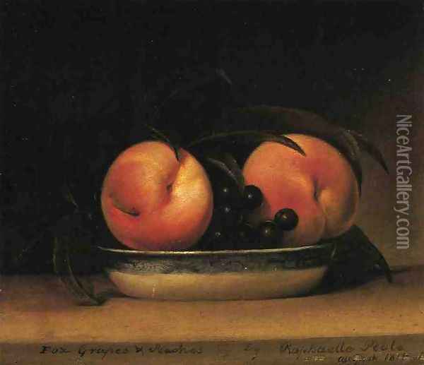 Fox Grapes and Peaches Oil Painting - Raphaelle Peale