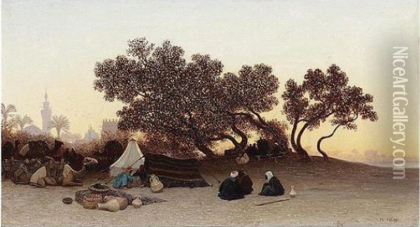 Encampment, Cairo Oil Painting - Ch. Theodore, Bey Frere