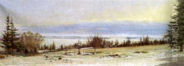 The View From The Garden Of Kent House, Quebec, Overlooking The Isle D'orleans With Quebec City In The Distance Oil Painting - Maria Brooks