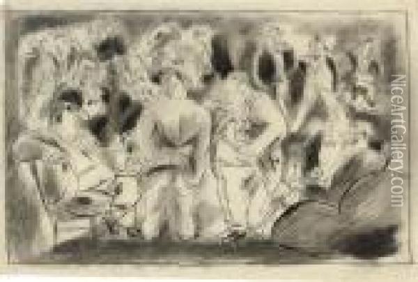 Composition Oil Painting - Jules Pascin