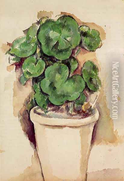 A Pot Of Geraniums Oil Painting - Paul Cezanne