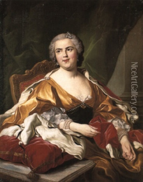Portrait Of Louise Elisabeth De Bourbon, Duchess Of Parma Oil Painting - Louis Michel van Loo