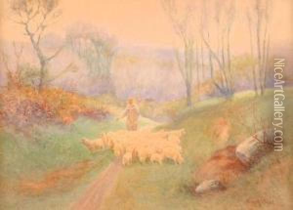 Changing Pasture Oil Painting - Percy Robert Craft