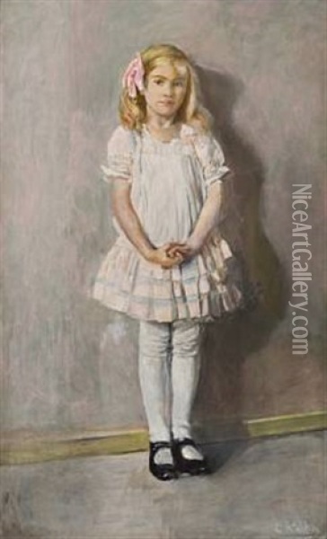 Pikeportrett (den Rosa Sloyfen) Oil Painting - Christian Krohg
