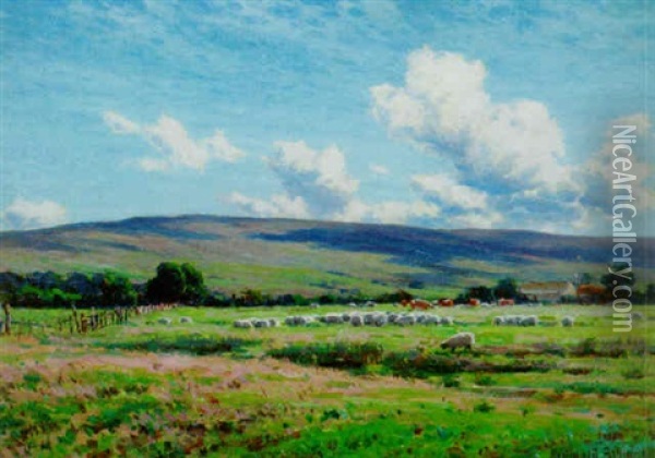 The Cloud Shadow On The Fell, Hornby Oil Painting - Reginald Aspinwall