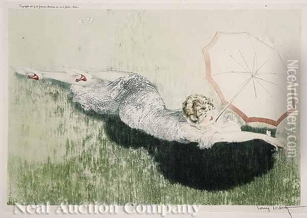 On The Green Oil Painting - Louis Icart