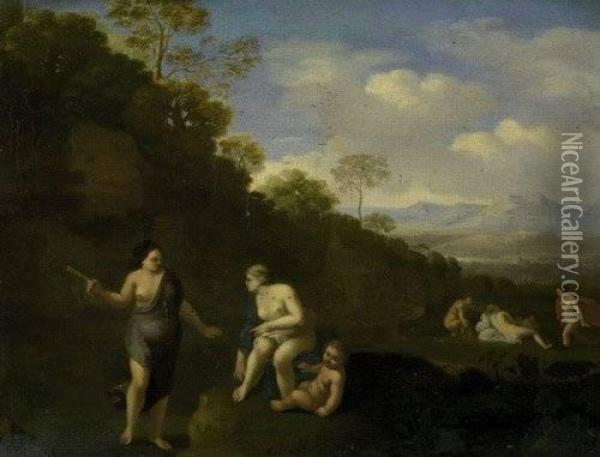 Van: Nymphen In Einer Landsc Oil Painting - Cornelis Van Poelenburch
