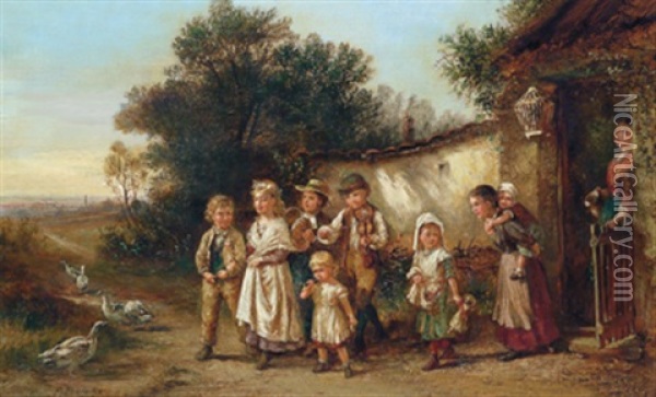 Die Kinderhochzeit Oil Painting - Fritz Beinke