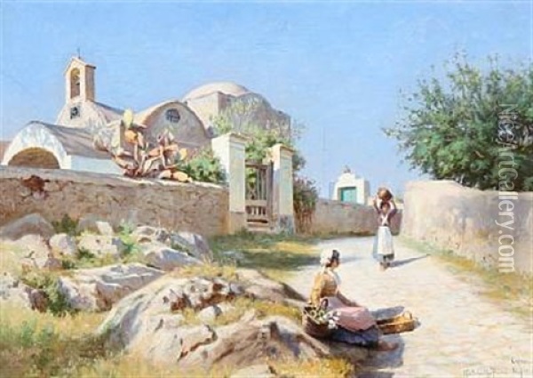 Summer Day On Capri Oil Painting - Niels Frederik Schiottz-Jensen