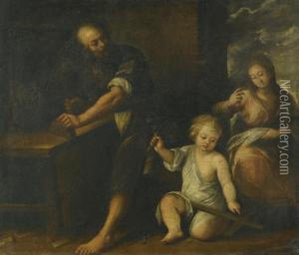 Jesus In Joseph's Workshop Oil Painting - Carlo Francesco Nuvolone
