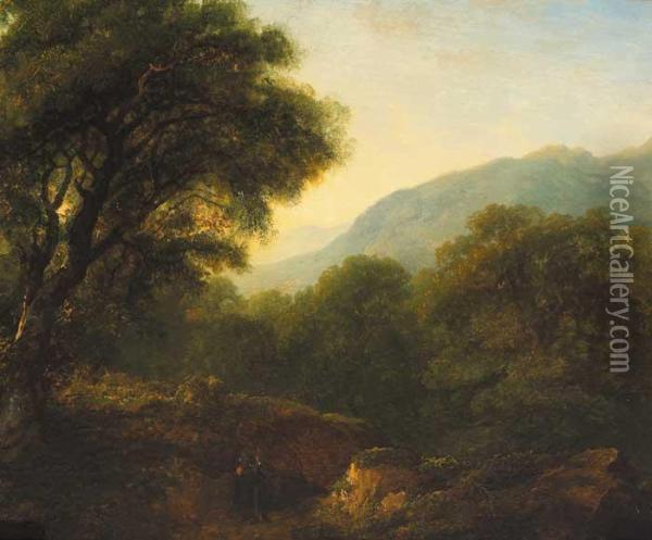 Wooded Landscape, County Wicklow, 1837 Oil Painting - James Arthur O'Connor