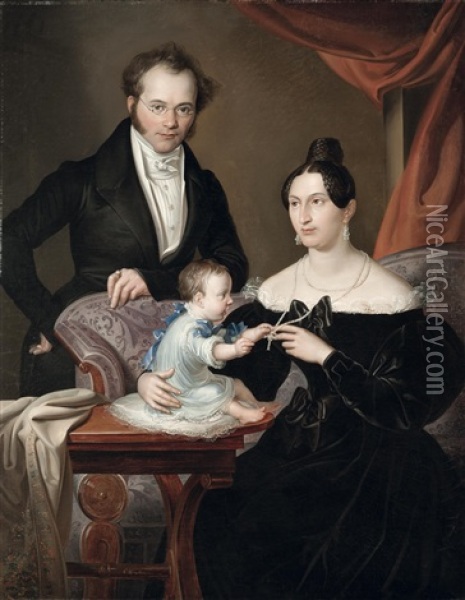Familienportrat Oil Painting - Franz Krammer
