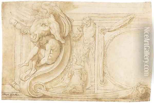 The corner of a classical altar Oil Painting - Lattanzio Gambara
