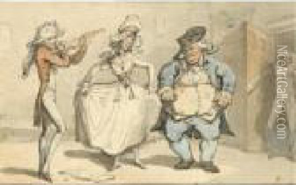 Dancing To A Fiddle Oil Painting - Thomas Rowlandson