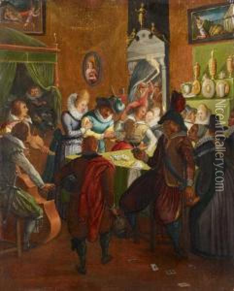 Nachtliche Gesellschaft In Einer Taverne Oil Painting - Jeremias van Winghen or Wingen