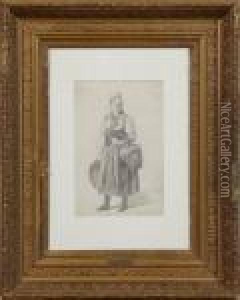 Study Of A Milkmaid Oil Painting - Jean-Francois Millet
