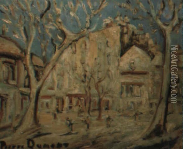 La Place De La Butte-montmartre Oil Painting - Pierre Dumont